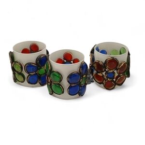 MCM Vintage 1950s Jewelite Glass Votive Holders - Set of 3 - Japan